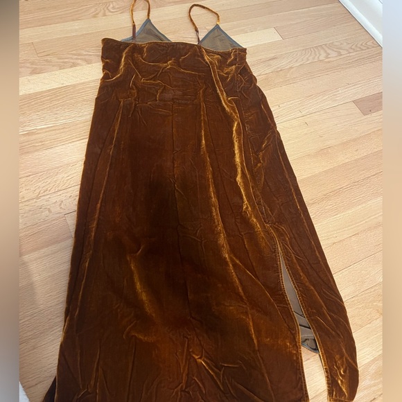 Velvet Velour MIDI Slip Dress Slit Burnt Orange NEW NWT Medium 7 For All Mankind - Picture 6 of 10
